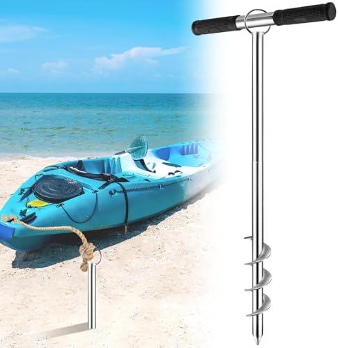 XUYUZDQ Boat Anchor, 29" Shallow Water Sand Anchor - Stainless Steel Sand Anchor with Spiral Blades, Boat Anchor Kit for Dive Beach, Kayak, Jet Ski, Small Boat Fixing Accessories