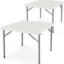 LUSHVIDA Vinyl Card Tablecloth with Flannel Backing 34x34 inch - Waterproof Plastic Picnic Table Cover for Square Folding Table Cloth with Elastic Corners, Ivory