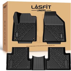 LASFIT Floor Mats for Jeep Cherokee 2015-2023 (Not Fit with Raised Dead Pedal) All Weather TPE Custom Fit Car Mats Floor Liners 1st & 2nd Row, Black