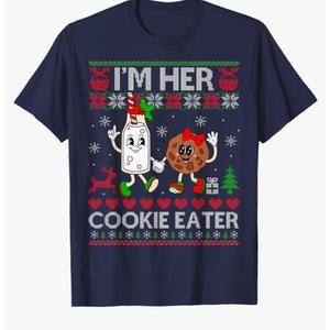 I'm His Milk Drinker I'm Her Cookie Eater Christmas Couple T-Shirt Size XL