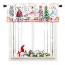 Casuru Christmas Kitchen Curtains Valances for Windows Pink Nutcrackers Curtain Christmas Window Decorations Washable Rod Pocket Panel Valance for Bedroom Living Room 51x18inch