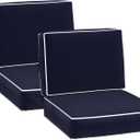 24" x 24" x 5" Outdoor Chair Cushions Set of 2, Patio Chair Cushions w/Handle and Ties, Square Waterproof Outdoor Cushions, Fade-Resistant Patio Furniture Cushions Deep for Sofa Couch