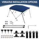 Bimini Boat Top Cover Sun Shade 3-4 Bow Boat Canopy Includes 4 Straps 2 Rear Support Poles Mounting Hardwares Storage Boot with 1" Aluminum Frame (Navy Blue, 3 Bow 6'L x 46" H x 73"-78" W)