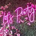 Ulalaza LED Neon Sign Night Light for Wall Party Dcor Bedroom Room Bar Wedding Home Birthday Art Decoration Christmas with USB Chain Light modulator 5v (lets party blue)