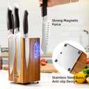 5-Piece Knife Set with 360 Rotatable Magnetic Knife Holder, Kitchen Knife Set - Wooden Magnetic Knife Holder Suitable for Thanksgivin Father's Day Gift Giving Holiday Gift Giving