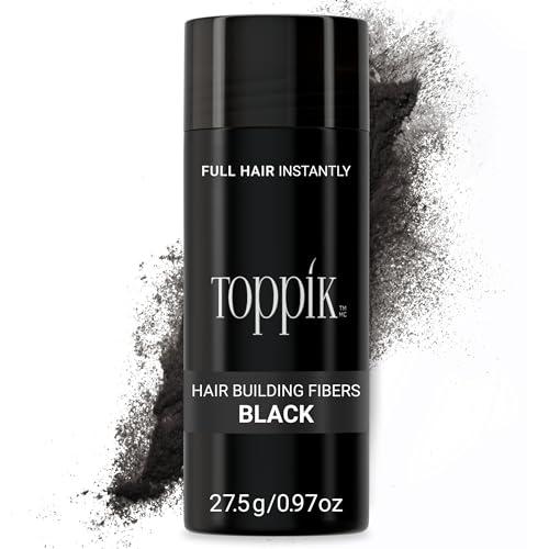 Toppik Hair Building Fibers, Black, 27.5g | Fill In Fine or Thinning Hair | Instantly Thicker, Fuller Looking Hair | 9 Shades for Men & Women
