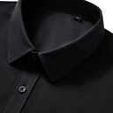 Alimens & Gentle Mens Short Sleeve Dress Shirt Wrinkle Free Wedding Business Casual Summer Button Down Shirt with Pocket (Black, M)