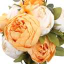 Duovlo Artificial Peony Silk Flowers Fake Flowers Vintage Wedding Home Decoration,Pack of 1 (New Orange)