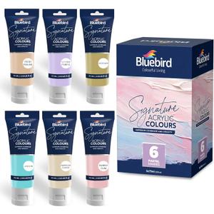 BLUEBIRD Signature Acrylic Paint Set, Pastel Colors, 6-Pack 2.5 Fl Oz each, Professional Acrylic Paints For Professionals, Adults, & Artists