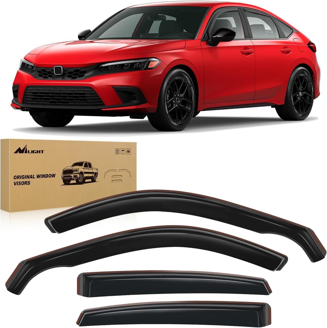 Nilight Durable in Channel Rain Guards for Honda Civic Hatchback HB LX Sport Touring EX-L 2022 2023 2024 Window Deflectors, Vent Window Visors-4pcs Nilight Durable in Channel Rain Guards for Honda Civic Hatchback HB LX Sport Touring EX-L 2022 2023 2024 Window Deflectors, Vent Window Visors-4pcs