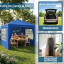 10X10FT Pop Up Gazebo Canopy, Heavy Duty Outdoor Party Tent with 4 Removable Sidewalls & Carrying Bag, Portable Sun Shelter for BBQ, Wedding, Backyard Events, Blue