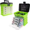 Portable Tool Box - Small Parts Organizer with Drawers and Customizable Compartments for Hardware, Fishing Tackle, Beads or Crafts by Stalwart (Green)