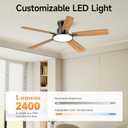 Ceiling Fans with Lights,52 inch,Quiet,Reversible Motor,Dimmable, Adjustable Color Temperature,6 Speeds,Timer, Low Profile Ceiling Fan for Bedroom,Living Room,Indoor/Outdoor Use (Black) (Black and Oak)
