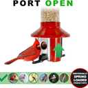 Roamwild PestOff Red Squirrel Proof Cardinal Bird Feeder Mixed Seed Sunflower Heart Version - RED - 3LBS Seed Capacity 20.5x7.5x7.5 (w/Hanger)