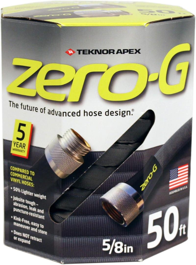 Zero-G 5/8 in. D X 50 ft. L Black Aluminum Garden Hose