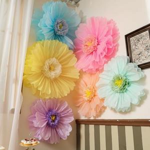 Giegxin 6 Pcs 31.5", 24" Pastel Giant Paper Flower Colorful Large Tissue Paper Flower for Wall Big Pastel Floral Decorations for Wall Wedding Bridal Shower Baby Shower Mexican Fiesta Crepe Birthday