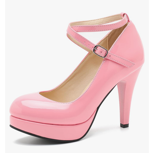 fereshte Women's Platform Pumps, Ankle Strap, High Heel, Closed Toe, Party Wedding Dress Shoes Size 39