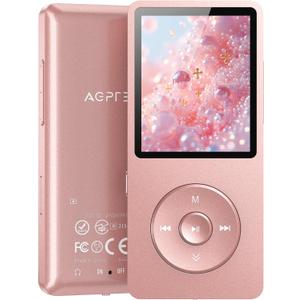 AGPTEK A02PL 64GB MP3 Player, 65 Hours Playback Lossless Sound Music Player, Supports up to 128GB(Rose Gold)