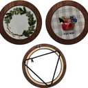 3 Sets Solid Wood Embroidery Frames with Bamboo Hoops, 8 Inch Round Embroidery Display Frame Set for Finished Cross Stitch and DIY Art Craft Sewing Ornaments