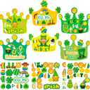 Fancy Land St. Patrick's Day Crown Crafts Kit for Kids 24 Pack Shamrock Paper Hats St Patricks Day Party Favors Classroom Crafts Activities