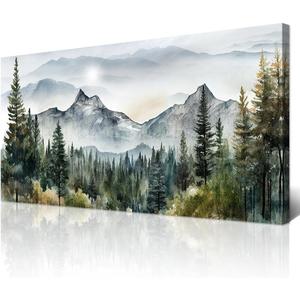 Wapluam Abstract Mountain Landscape Canvas Art - Modern Wall Decor For Living Room, Bedroom - Stretched & Framed, Ready To Hang (40"L x 20"W)