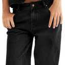 Fisoew Women's Two Piece Denim Set Button Down Backless Tank Top and Wide Leg Jeans 2 Piece Outfit Suits (Black)