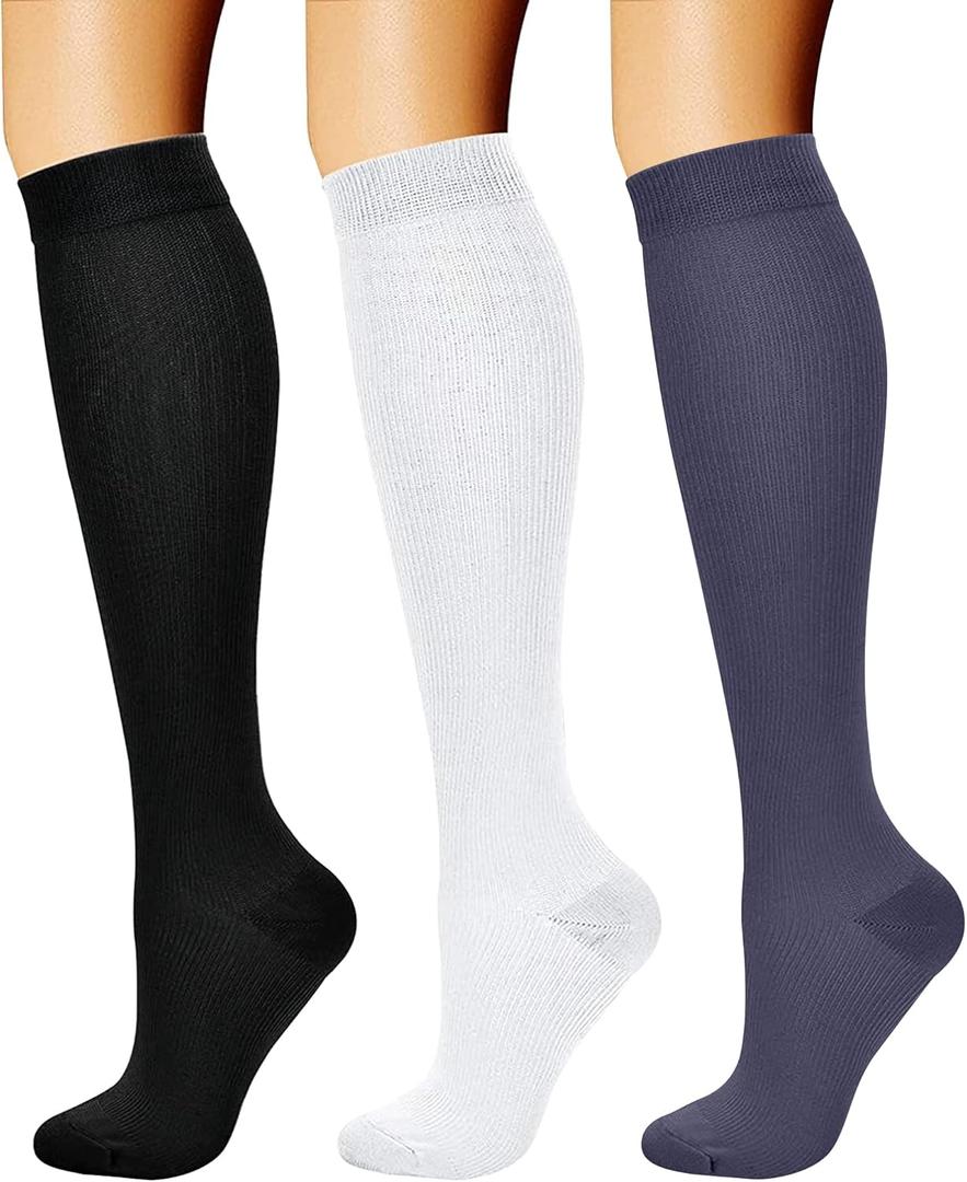 CHARMKING Compression Socks for Women & Men Circulation (3 Pairs) 15-20 mmHg is Best Support for Athletic Running Cycling (S-M)