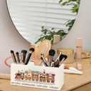 WHCHJ Christmas Gingerbread Train Kitchen Utensils Holder, Xmas Marshmallow Candy Cane Cupcake Wooden Utensil Organizer for Kitchen Decorations, Cute Christmas Desk Storage Organizer