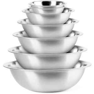 EHOMEA2Z Mixing Bowls Metal Stainless Steel,Kitchen Nesting Bowls for Space Saving Storage Gadgets, Baking, Cooking, Breader Bowl, Polished Mirror (7,2x0.75,1.5,3,4,5,8 QT)