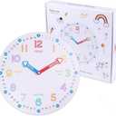 Teaching Clock,Telling Time Teaching Clock,12 Inch Silent Non Ticking Wood Wall Clock Decor for Bedroom School Classroom