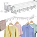 ZOFGENOW Clothes Drying Rack Wall Mounted Foldable, Retractable & Collapsible(TriFold) SpaceSaving Aluminum Laundry Drying Rack for Indoor & Outdoor Use  Laundry Rooms, Bathroom & Balconies (White)