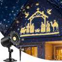 Christmas Nativity Scene Projector Lights Outdoor Indoor-2025 Upgrade 3D Dynamic Jesus Christmas Decorations,Waterproof Holiday Projector Lights for Window Ground Roof Wall Yard Garage Xmas Decor
