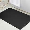 ACCUMTEK Non Slip Bath Mat, Thin Bathroom Rugs Fit Under Door, Quick Dry Bath Mats, Machine Washable Bath Rugs for Bathroom, Bathtub & Kitchen, Bathtub & Kitchen, Black/Solid/32 x20