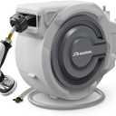 66 FT x 1/2" Retractable Garden Hose Reel by HOZEREEL, Outdoor Garden Hose Reels - Automatic Self Retract Wall Mount Hose Reel Enclosed Storage, Any Length Lock, 10 Pattern Nozzle-Grey