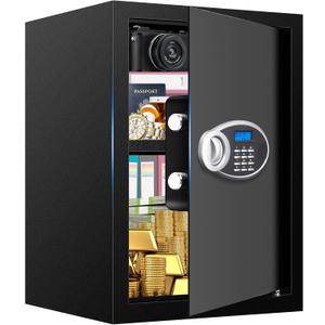 3.0 Cubic Feet Home Safe Fireproof Waterproof, Digital Home Security Safe Box with Programmable Keypad and Spare Keys, Document Safe for Money Firearms Medicine Valuables