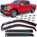 in-Channel Window Deflectors for Ford F-150 2015-2024 SuperCrew (fit for Ford F-250 F-350 F-450 F-550 17-23), Rain Guards Window Visors Vent Deflector Sun Shade, Truck Accessories 4 pcs Smoke Tinted