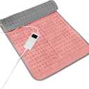 Heating Pad for Period Cramps, Heating Pad for Back/Neck/Shoulder Muscle Pain, 6 Heating & 4 Timer Setting, Auto Shut Off, Moist Heat & Machine Washable, Pink Birthday Christmas Gifts for Women Mom (12 x 24'')
