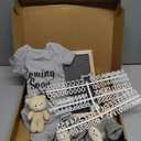 Canlierr 9 Pcs Pregnancy Announcement Set Pregnancy Reveal Ideas Felt Letter Board Baby Bodysuit Booties Photo Frame Bear Plush Wood Blocks for Coming Soon Baby Announcement(Gray) (Gray, XS)
