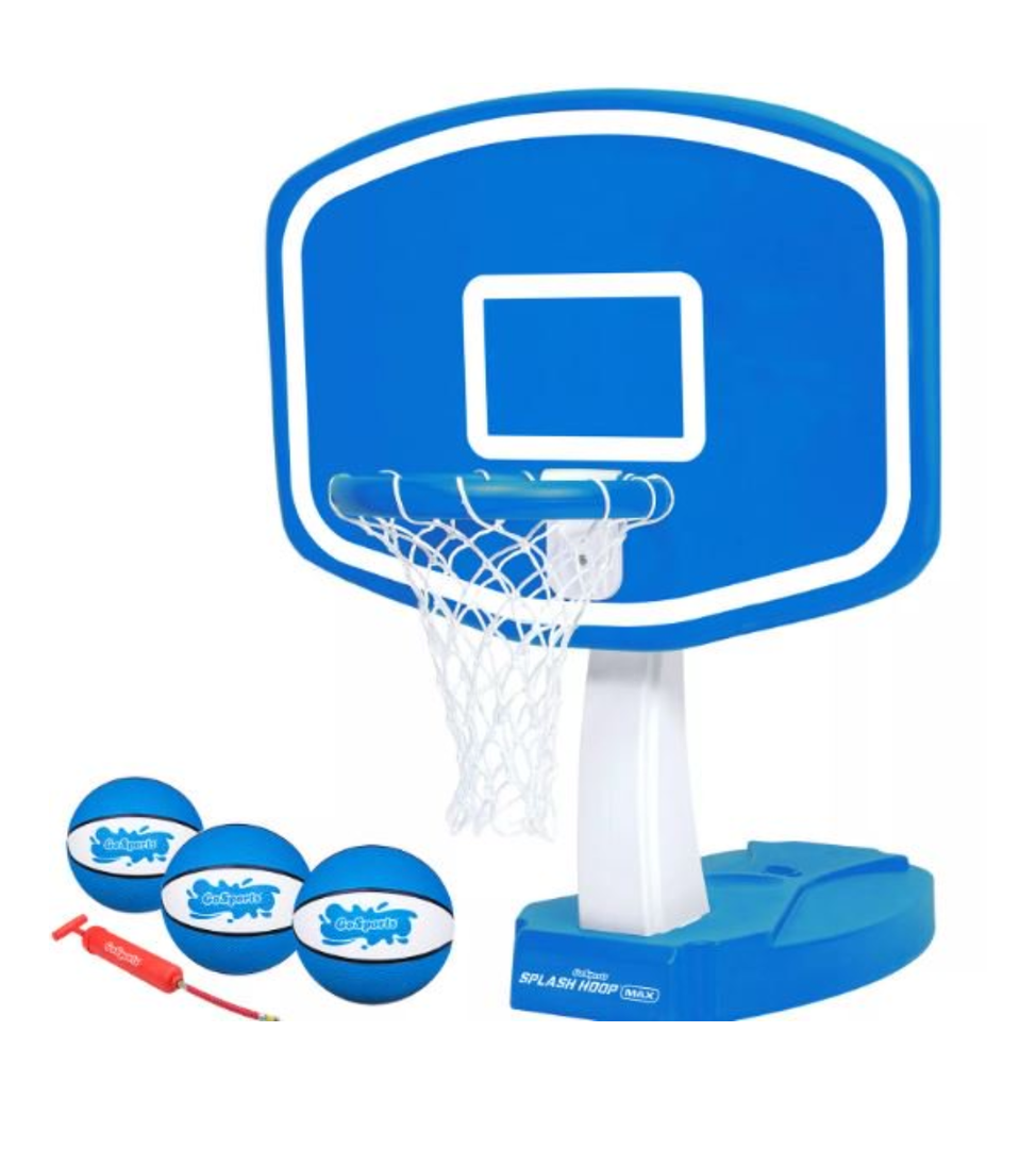 Pool Basketball Hoop, Pool Toys with Adjustable Height Includes 4 Balls(Size 6, 2×Size 3, Glow)/1 Nets/Pump for Indoor Outdoor Poolside Water Basketball Game, Fun Swimming Pool Games for Kids Adults