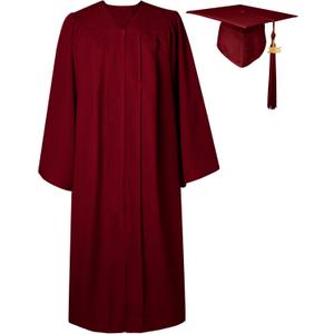 GraduatePro Matte Graduation Cap and Gown Class of 2025 Set Bulk with Tassel for High School & College 12 Colors (39, Maroon)