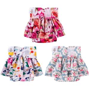 CuteBone Female Dog Diapers with Skirts 3 Pack Reusable Puppy Dresses Pants for Heat Cycle Period QBD03S