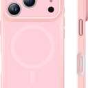 TAURI for iPhone 17 Pro Max Case, Compatible with MagSafe, (Full Camera Protection) Camera Control Cover Solid-Color Matte Magnetic 17 Pro Max Phone Case, Pink
