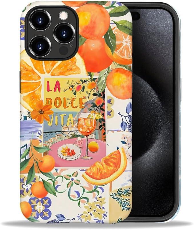 Compatible with iPhone 14 Pro Max,Anti-Scratch Frosted Case Cover,European Summer Aesthetic