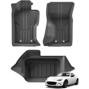 SMABEE Floor Mats & Cargo Liner for Mazda MX-5 Miata 2016-2026 All Weather Floor Liners TPE Car Mats Accessories Interior Black