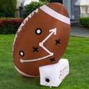 Hollowfly 6ft Giant Jumbo Inflatable Football with Tee Set Outdoor Indoor Inflatable Decoration with Built-in LED Light for Game Day Large Football Themed Party Yard Holiday Birthday Party Decoration