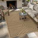 Lahome Neutral Geometric 5x7 Washable Rugs for Living Room Office, Black and Nature Outdoor Patio Rug Farmhouse Rhombus Non Slip Non Shedding Carpet for Classroom Balcony Dining Room