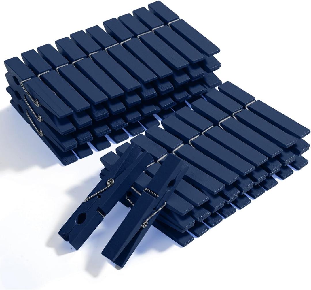 Mr. Pen- Large Wooden Clothes Pins, 2.9 Inch, 50 Pack, Natural Wood Clips for Crafts, Classroom Projects, Hanging Photos, Chip Bags, Decoration, Rust Resistant Spring, Dark Blue