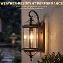Solid Copper Dusk to Dawn Outdoor Wall Lighting, 18.5" Oil Rubbed Bronze Porch Light with Clear Beveled Glass, Exterior Wall Sconce for Front Door, Patio & Entryway, E26 Base