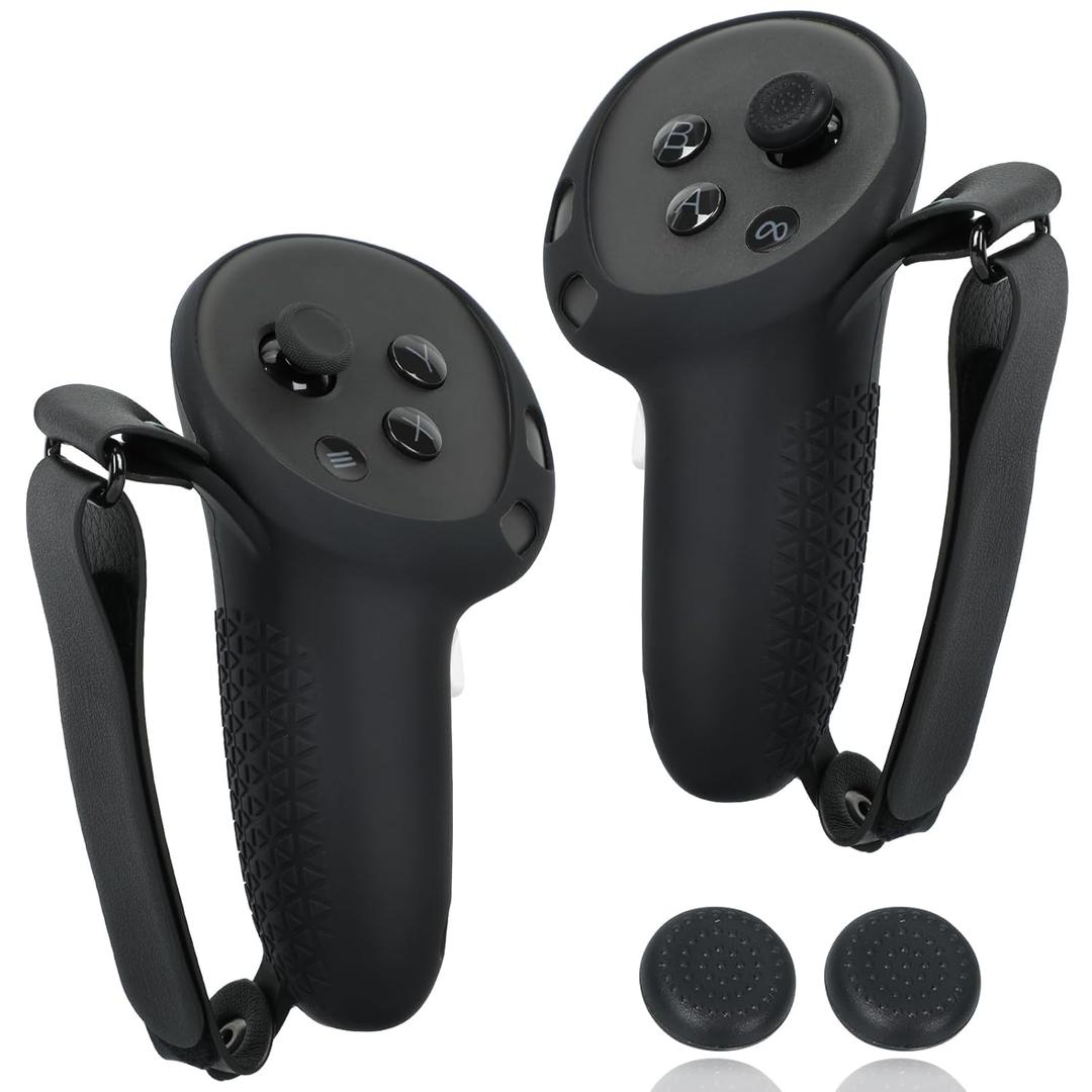 Controller Grip Sleeve Compatible with Meta Quest 3/Quest 3s, VR Controllers Non-slip and Sweat Resistant Straps Silicone Covers for Better Comfort