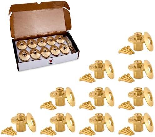 Wood Deck Brass Anchor with Collar for Pool Safety Cover. Universal Replacement for All Major Brand In-ground Swimming Pool Safety Covers (10 Pack)